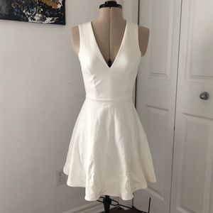 White Mini Dress Deep V